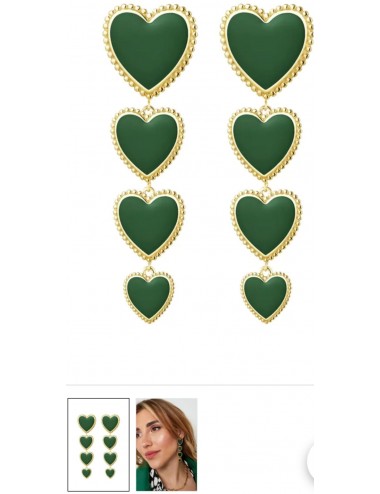 Pendientes 4 Corazones en raya